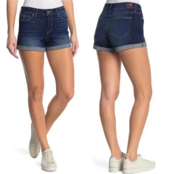 PAIGE Pants - PAIGE Dark Wash Jimmy Jimmy Double Rolled Hem Jean Shorts Size 30